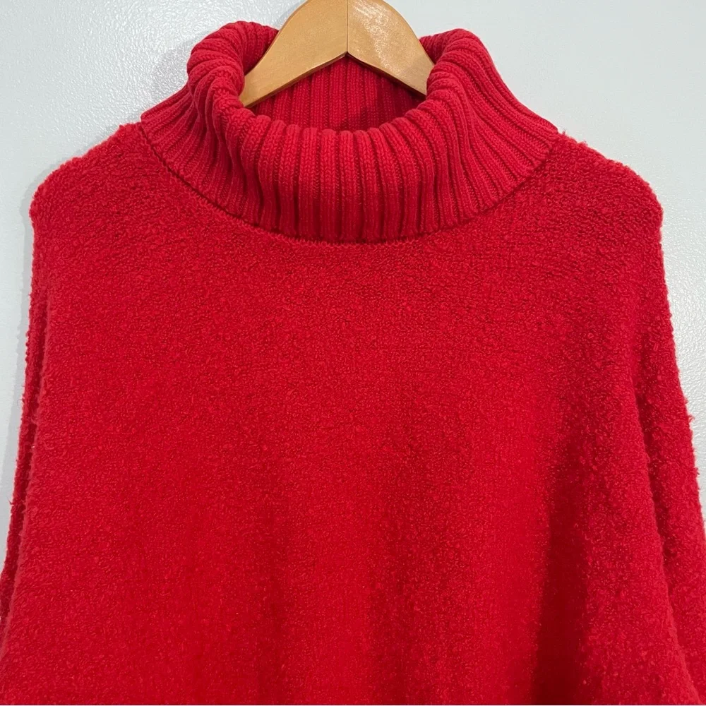Aerie Offline Red Wool Blend Textured Turtleneck Sweater Size L